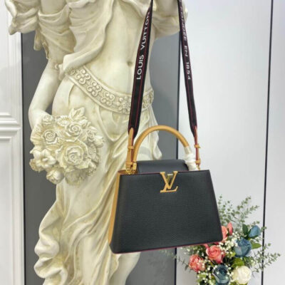 Replica Louis Vuitton Capucines Mm M58608 Black/Arizona Beige